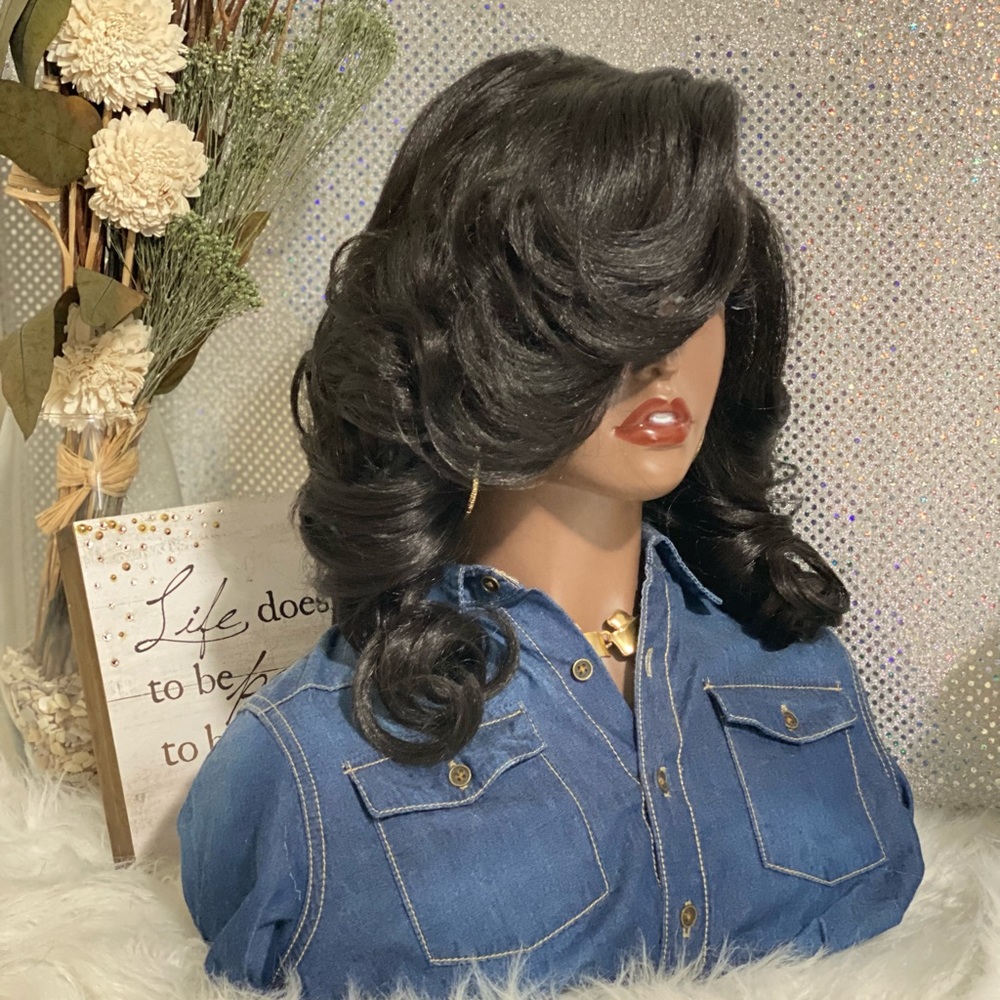 🍁New 20” Kenzie Lace Front 2-Way Parting Space Human Hair Blend Wig🍁